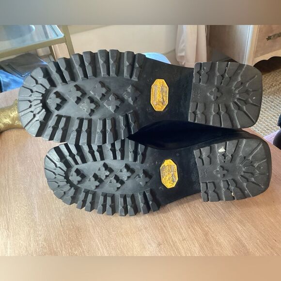 JOAN HELPERN SIGNATURE SIZE 8 BLACK LEATHER LUG VIBRAM SOLE ANKLE BOOTIE 80S 90S - Picture 9 of 10